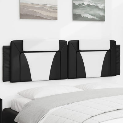 Headboard Cushion Black and White 180 cm Faux Leather