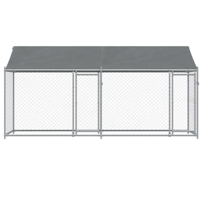 Dog Cage with Roof and Doors Grey 4x2x2 m Galvanised Steel