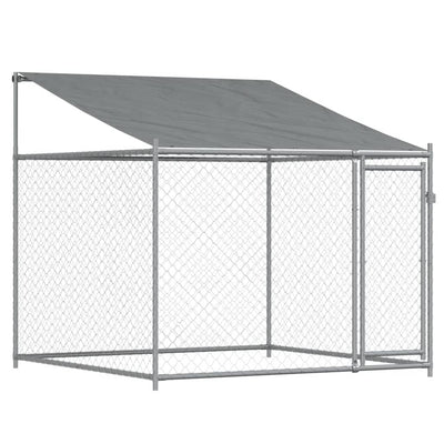 Dog Cage with Roof and Doors Grey 4x2x2 m Galvanised Steel