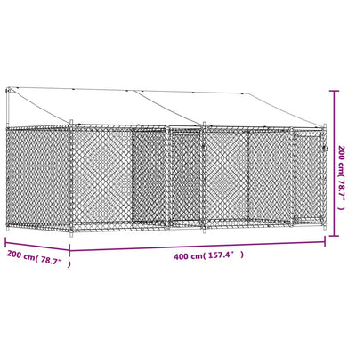 Dog Cage with Roof and Doors Grey 4x2x2 m Galvanised Steel