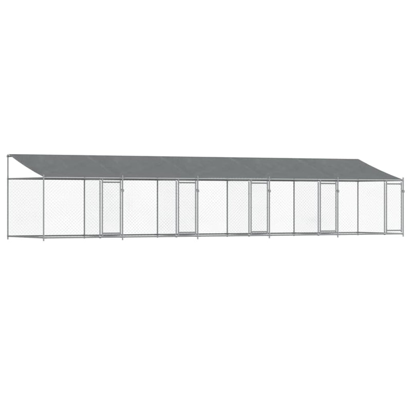 Dog Cage with Roof and Doors Grey 10x2x2 m Galvanised Steel