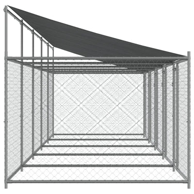 Dog Cage with Roof and Doors Grey 10x2x2 m Galvanised Steel