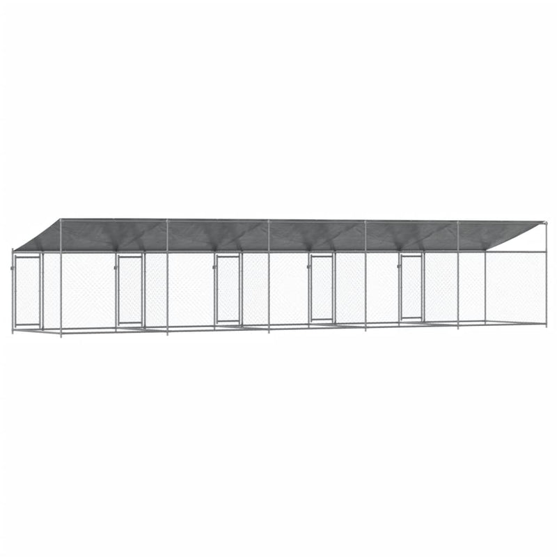 Dog Cage with Roof and Doors Grey 10x2x2 m Galvanised Steel