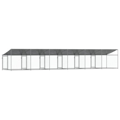 Dog Cage with Roof and Doors Grey 12x2x2 m Galvanised Steel