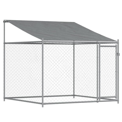 Dog Cage with Roof and Doors Grey 12x2x2 m Galvanised Steel