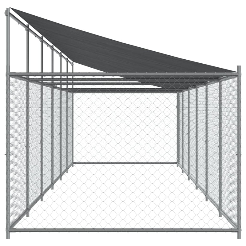 Dog Cage with Roof and Door Grey 12x2x2 m Galvanised Steel