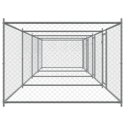 Dog Cage with Doors Grey 8x2x1.5 m Galvanised Steel