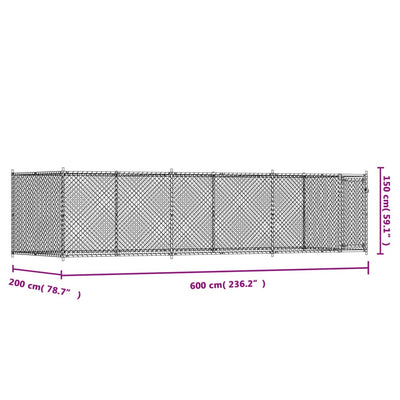 Dog Cage with Door Grey 6x2x1.5 m Galvanised Steel