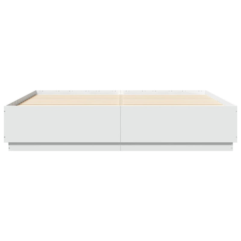 Bed Frame with LED without Mattress White 183x203 cm King