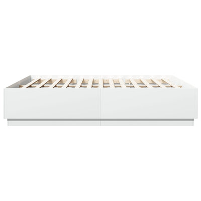 Bed Frame with LED Lights White 183x203 cm King Size Engineered Wood