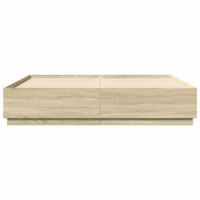 Bed Frame with LED Lights Sonoma Oak 183x203 cm King Size Engineered Wood