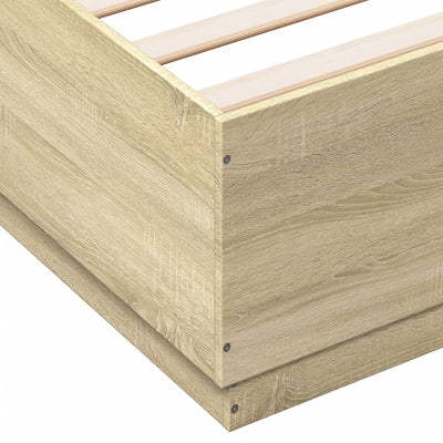 Bed Frame with LED Lights Sonoma Oak 183x203 cm King Size Engineered Wood