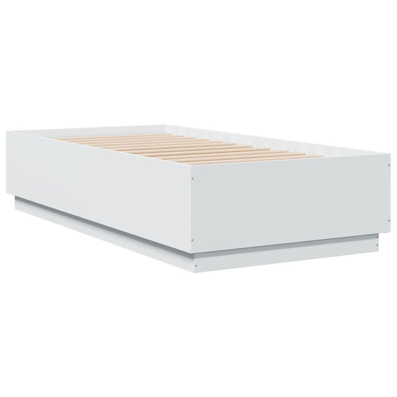 Bed Frame with LED without Mattress White 90x190 cm