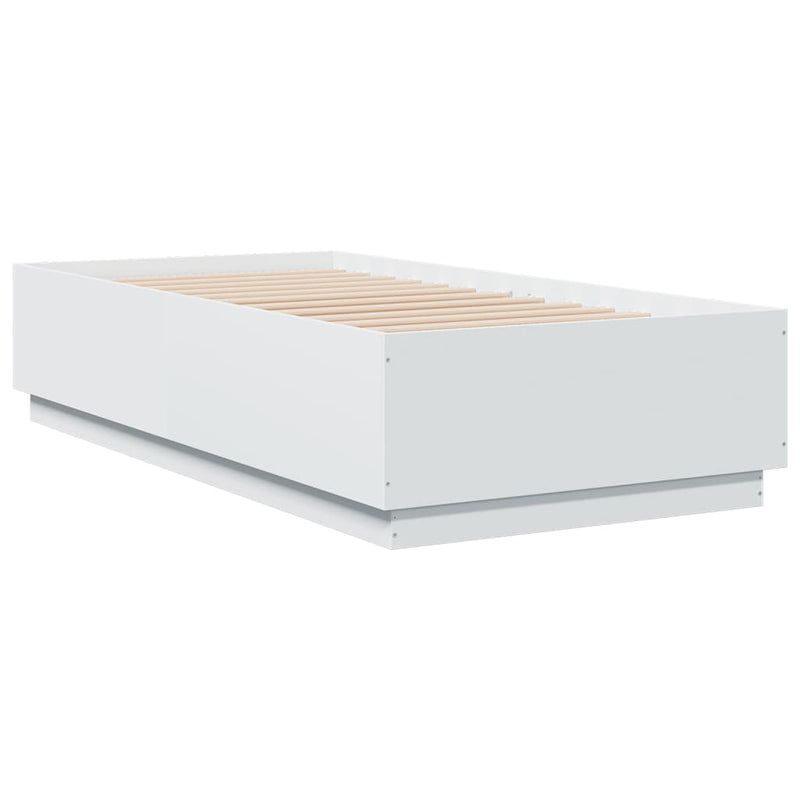 Bed Frame with LED without Mattress White 90x190 cm