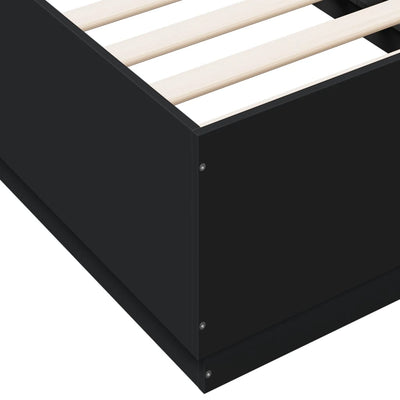 Bed Frame with LED without Mattress Black 90x190 cm