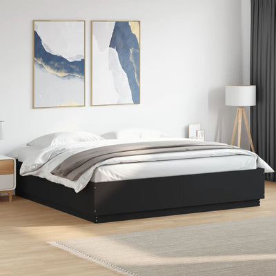 Bed Frame Black 183x203 cm King Size Engineered Wood