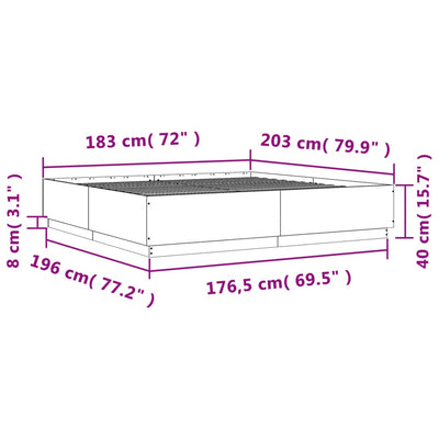 Bed Frame without Mattress Sonoma Oak 183x203 cm King