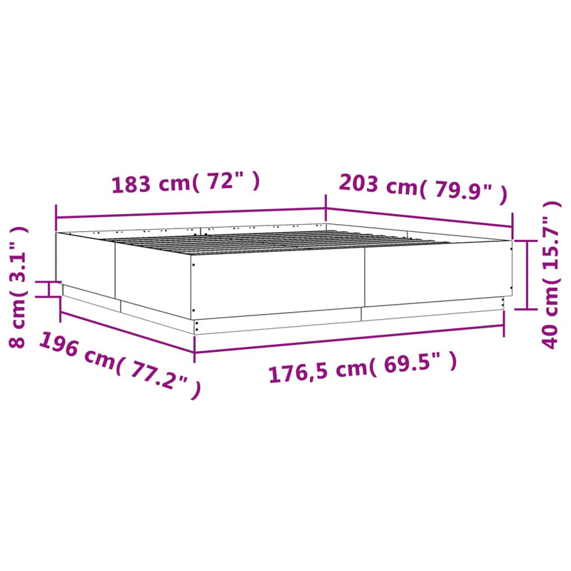 Bed Frame without Mattress Sonoma Oak 183x203 cm King