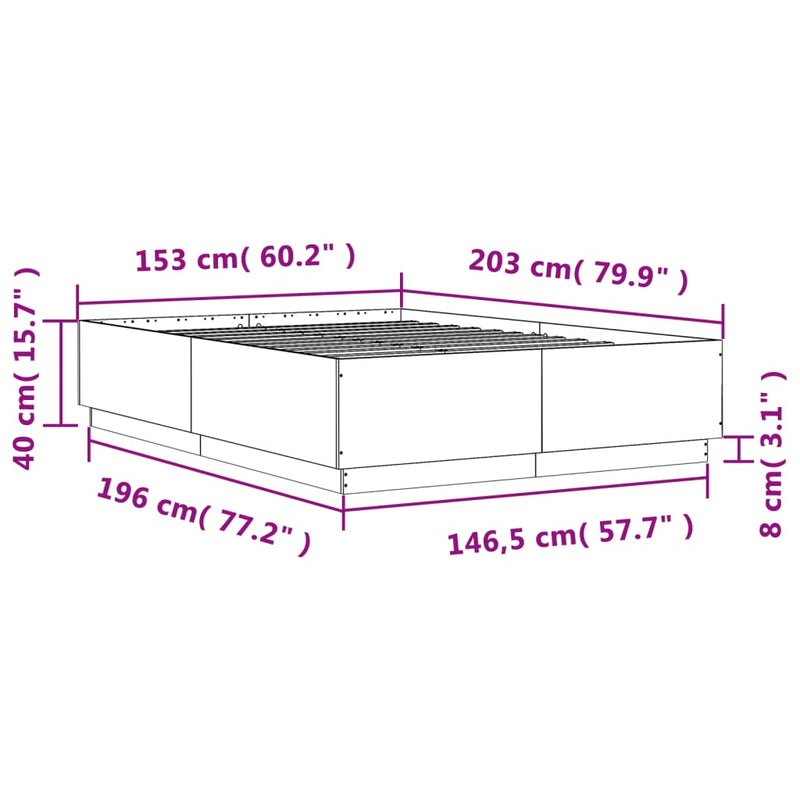 Bed Frame without Mattress White 150x200 cm