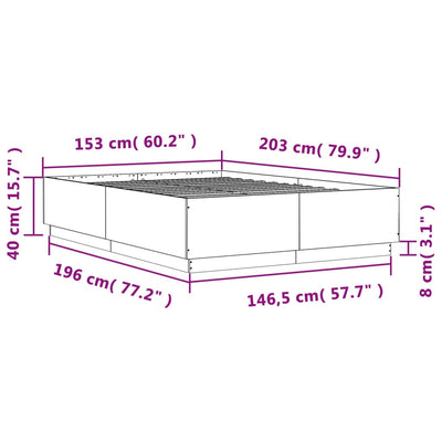 Bed Frame without Mattress Black 150x200 cm