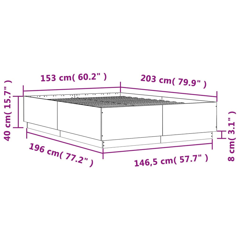 Bed Frame without Mattress Black 150x200 cm