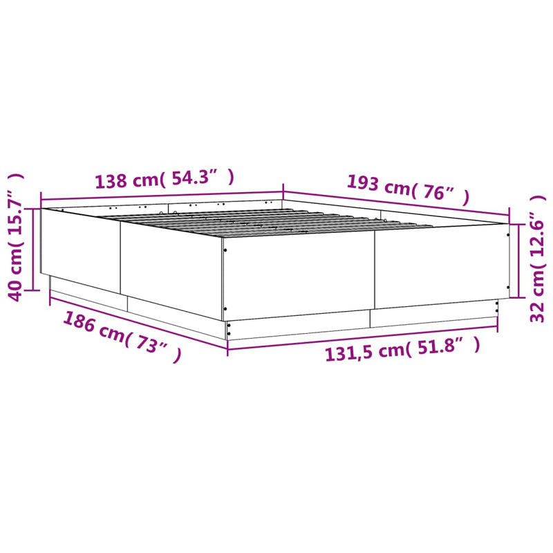 Bed Frame without Mattress Sonoma Oak 135x190 cm