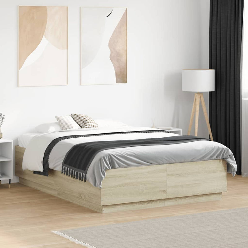 Bed Frame without Mattress Sonoma Oak 135x190 cm