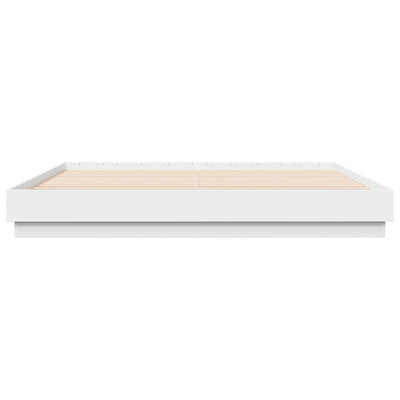 Bed Frame with LED Lights White 183x203 cm King Size