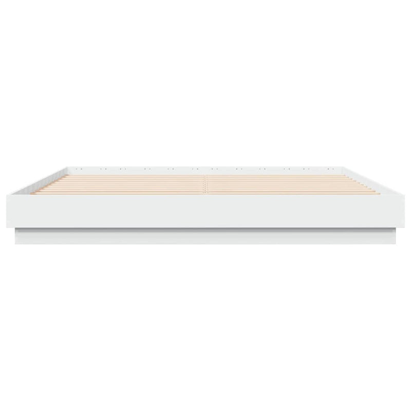 Bed Frame with LED Lights White 183x203 cm King Size