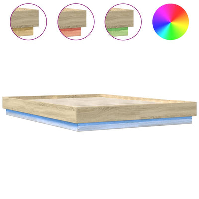 Bed Frame with LED without Mattress Sonoma Oak 150x200 cm