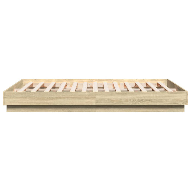 Bed Frame with LED without Mattress Sonoma Oak 150x200 cm