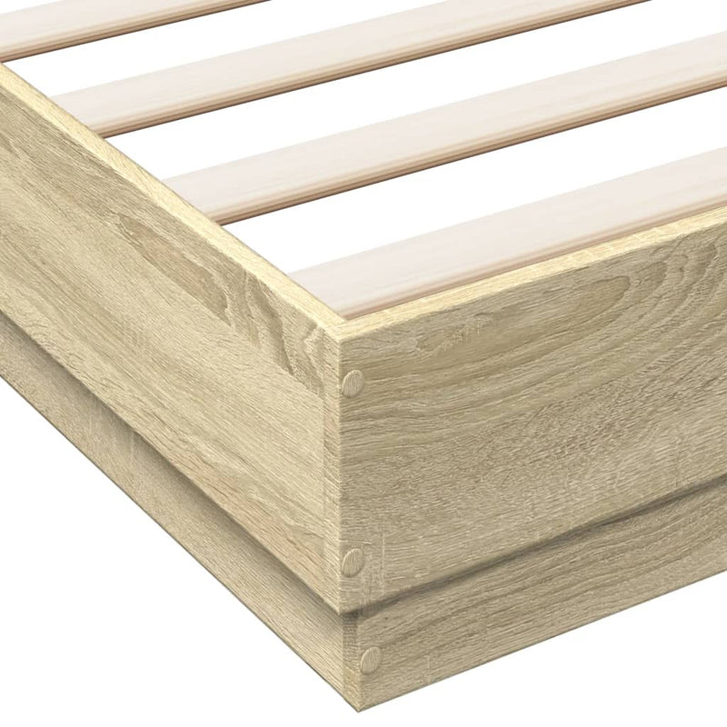 Bed Frame with LED without Mattress Sonoma Oak 150x200 cm