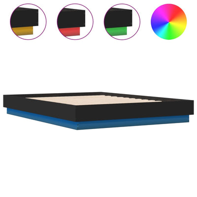 Bed Frame with LED without Mattress Black 135x190 cm