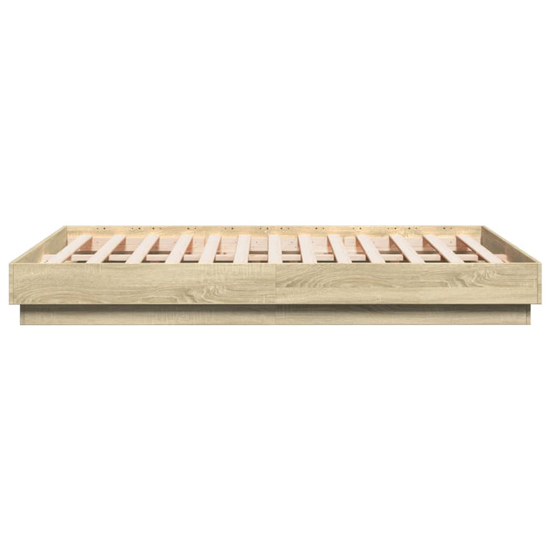 Bed Frame with LED without Mattress Sonoma Oak 135x190 cm