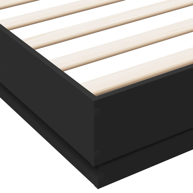 Bed Frame Black 183x203 cm King Size Engineered Wood