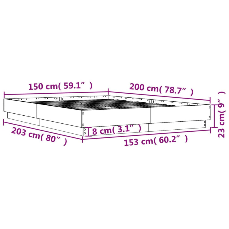 Bed Frame without Mattress Sonoma Oak 150x200 cm