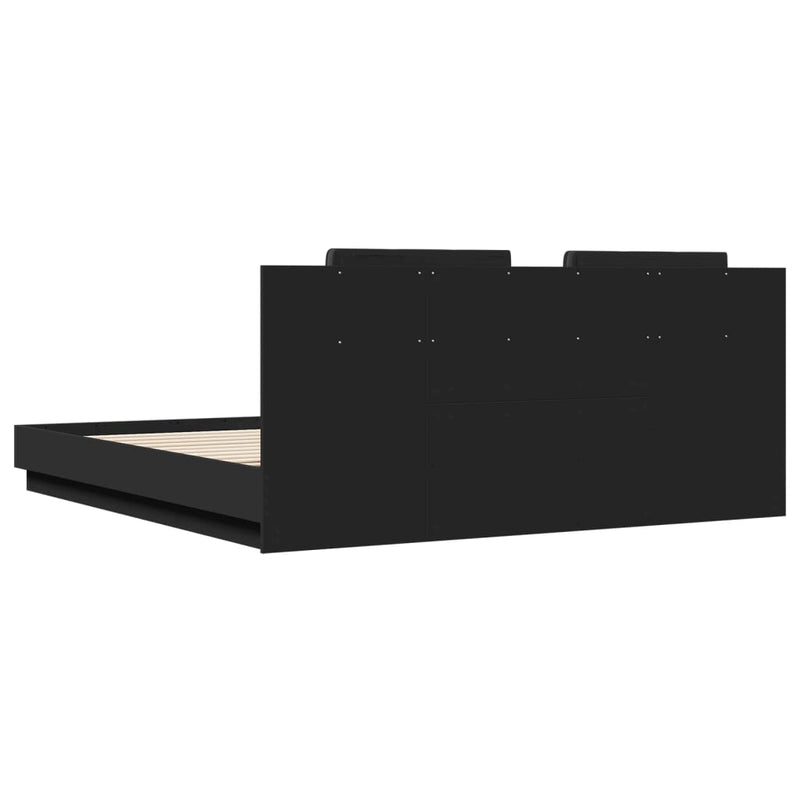 Bed Frame with LED without Mattress Black 183x203 cm King