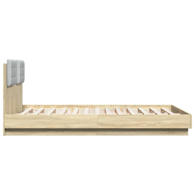 Bed Frame with LED without Mattress Sonoma Oak 150x200 cm