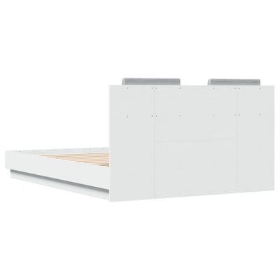 Bed Frame with LED without Mattress White 135x190 cm