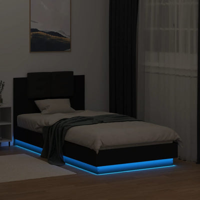 Bed Frame with LED without Mattress Black 90x190 cm