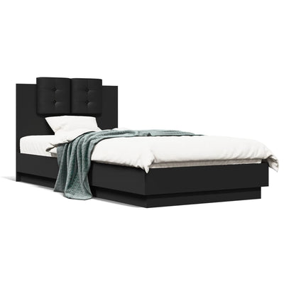 Bed Frame with LED without Mattress Black 90x190 cm