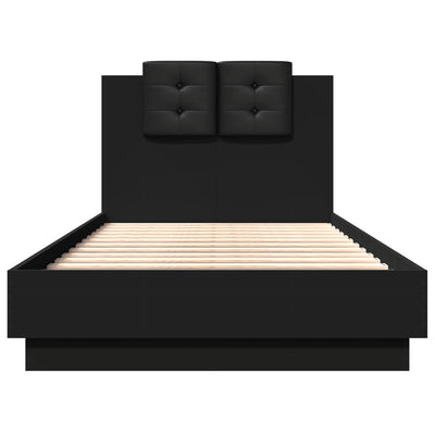 Bed Frame with LED without Mattress Black 90x190 cm