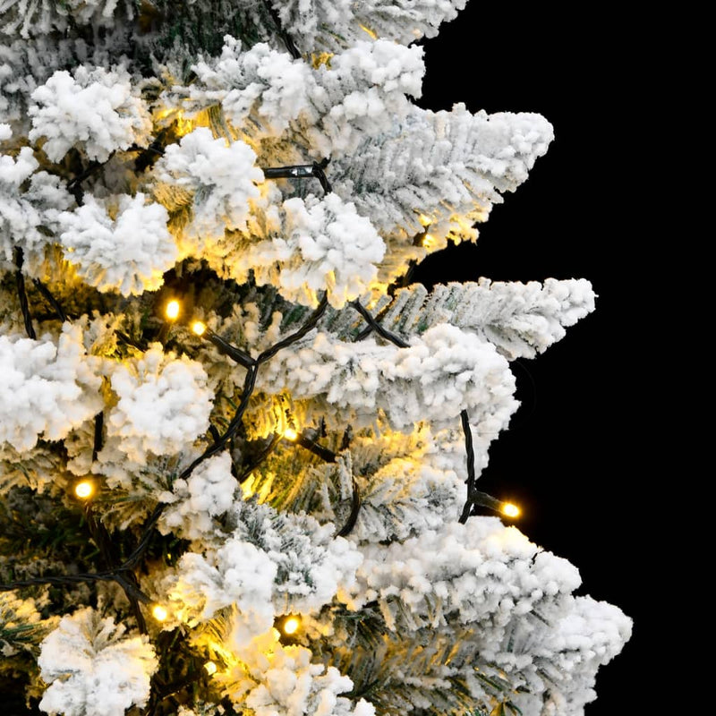 Artificial Hinged Christmas Tree 150 LEDs & Flocked Snow 120 cm