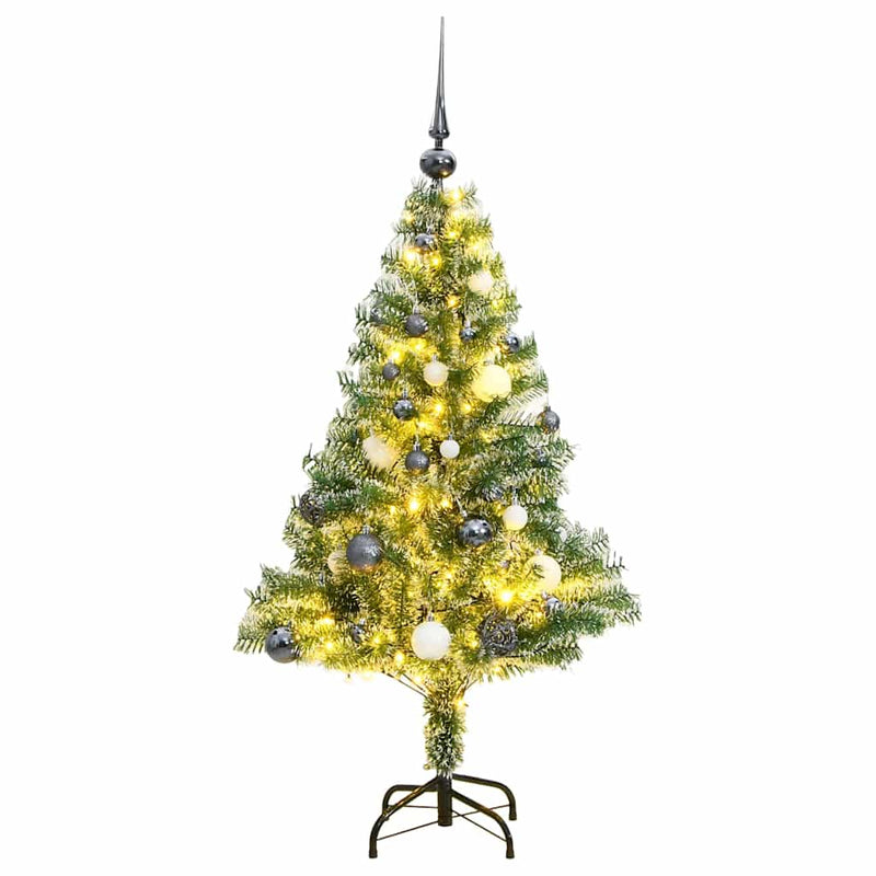 Artificial Christmas Tree with 150 LEDs&Ball Set&Flocked Snow 120 cm