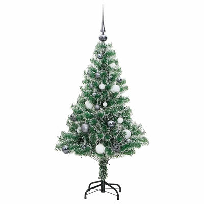 Artificial Christmas Tree with 150 LEDs&Ball Set&Flocked Snow 120 cm