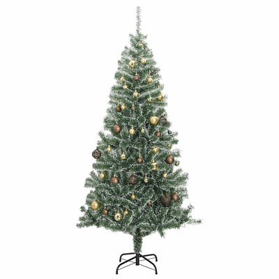 Artificial Christmas Tree with 300 LEDs&Ball Set&Flocked Snow 210 cm