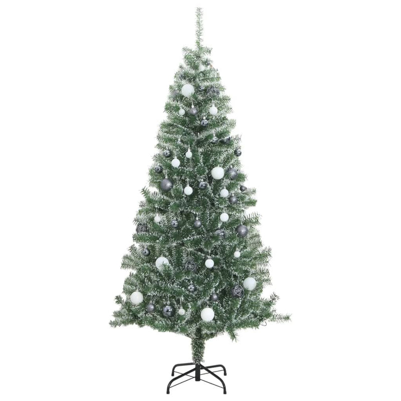 Artificial Christmas Tree with 300 LEDs&Ball Set&Flocked Snow 180 cm