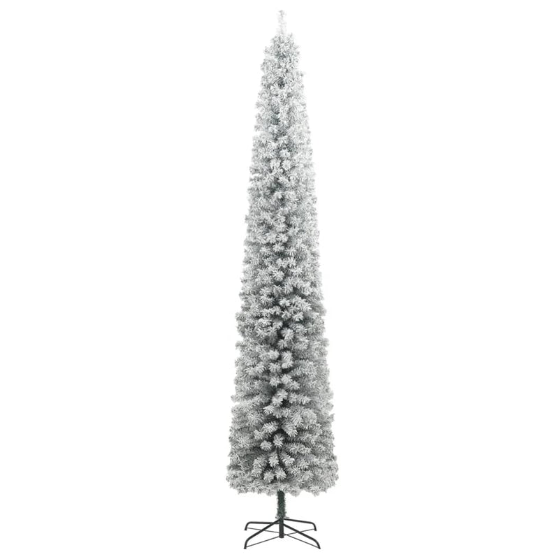 Slim Christmas Tree 300 LEDs & Ball Set & Flocked Snow 270 cm