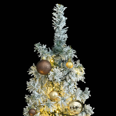 Slim Christmas Tree 300 LEDs & Ball Set & Flocked Snow 300 cm