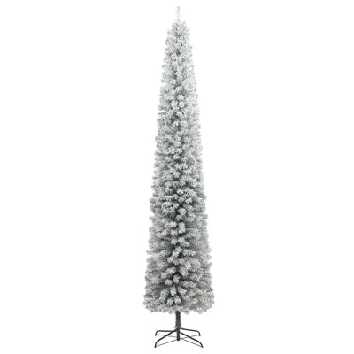 Slim Christmas Tree 300 LEDs & Ball Set & Flocked Snow 270 cm